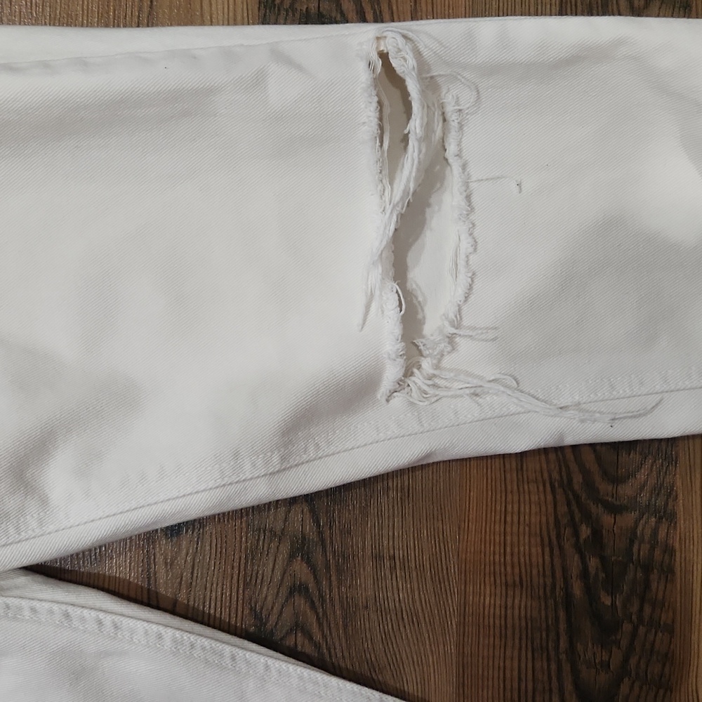 Reformation Julia High‎ Cigarette Jean Ivory Cream Destroyed Distressed Size 30 - Picture 4 of 9